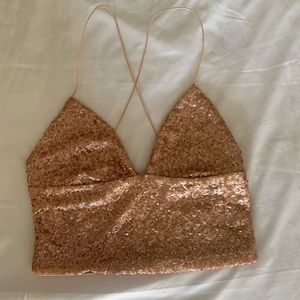 Urban Outfitters Elastic Strap Sequin Crop Top